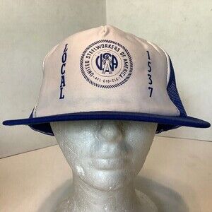 Vintage United Steel Workers of America Local #1537 Trucker Hat White/Blue